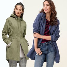 Ellos Womens Cotton Parka Jacket Coat Long Length Hooded Soft Canvas