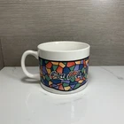 Vintage 1997 Gibson Housewares Coca Cola 12oz Stained Glass Pattern Coffee Mug