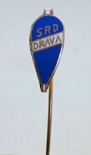 SRD DRAVA Osijek, Croatian Fishing fischerei vintage pin, badge, KASUN 1960s !