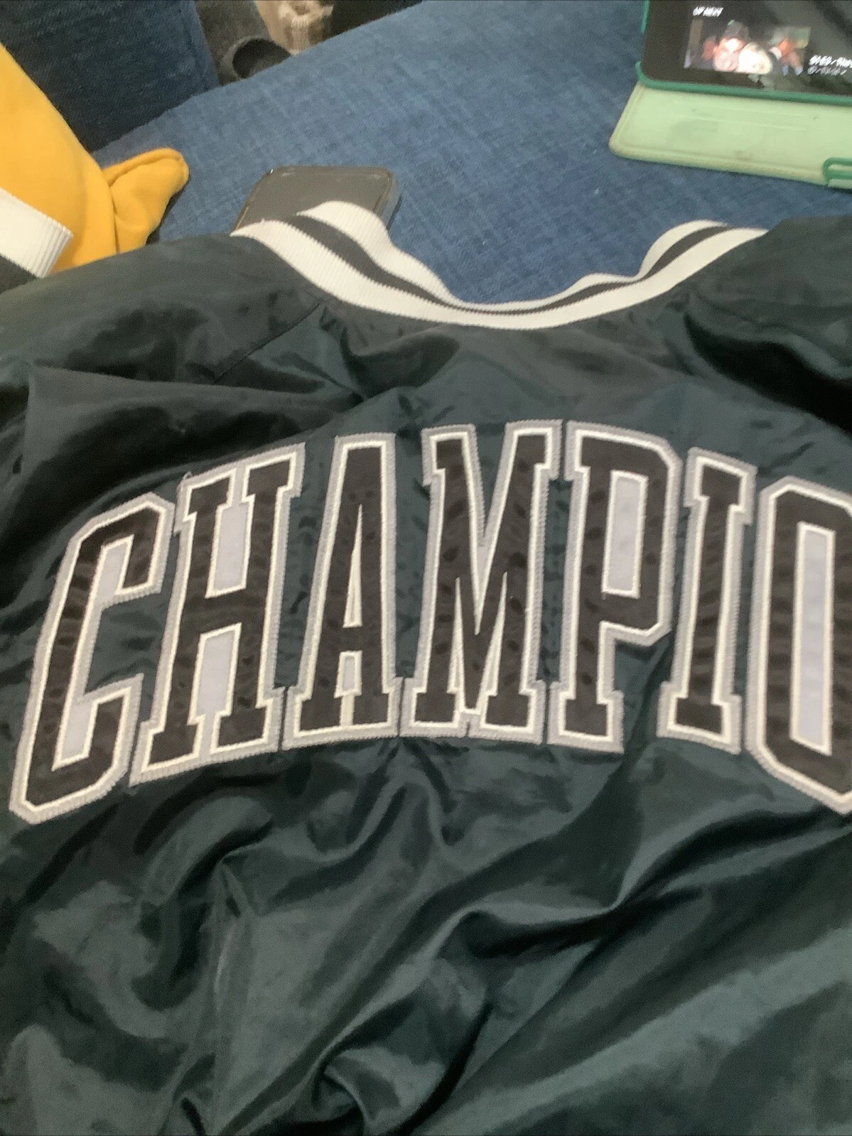 Champion Jacket Windbreaker Spellout Black Snap Men’s 2XLarge Lightweight