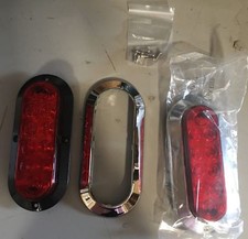 2pc Chrome 6 Oval Red Led Stop Turn Tail Light Surface Trailer Truck Waterproof
