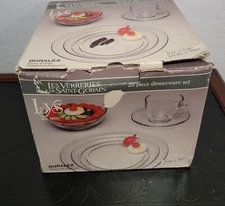 Duralex France LYS Clear Glass 20 Piece Dinnerware Set In Box  Vintage  T1634