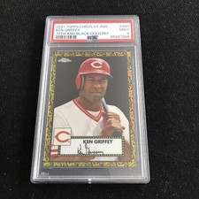 Ken Griffey 2021 Topps Chrome Platinum 08/10 Black Yellow Refractor PSA 9