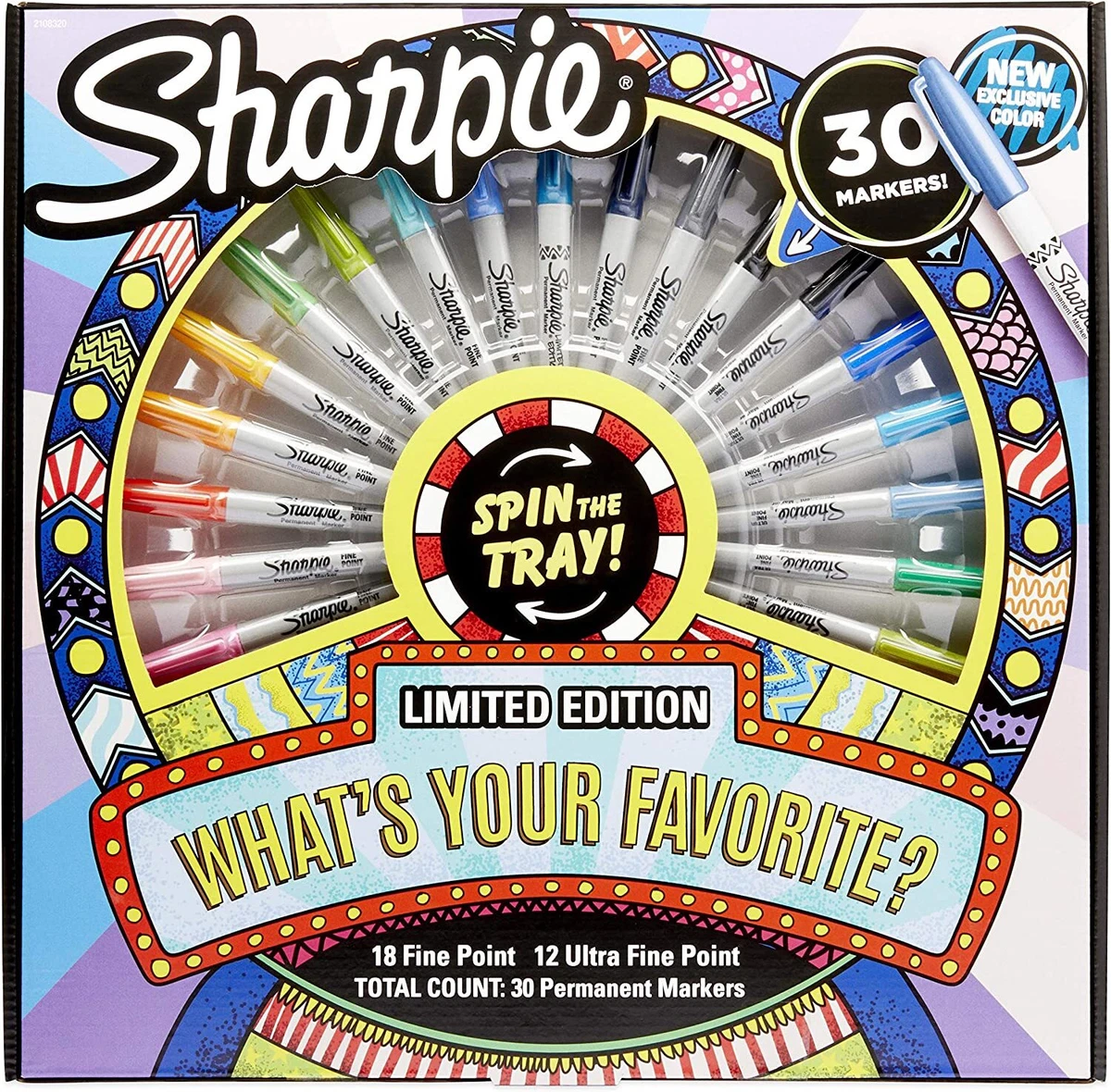 Limited Edition Sharpie Set 30 Markers Spin The Tray Wheel Fine and Ultra  Points