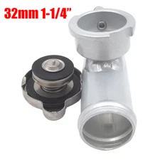 1-1/4" 32mm O.D Aluminum Inline Coolant Radiator Filler Neck Hose Connector &Cap
