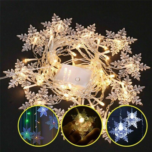 Christmas 96 LED Curtain Window Snowflake String Fairy Lights Waterproof Decor - Picture 12 of 16