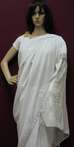 Choli 7425 White Crepe Assorted Size Choli Indian Sari Blouse - Picture 4 of 22