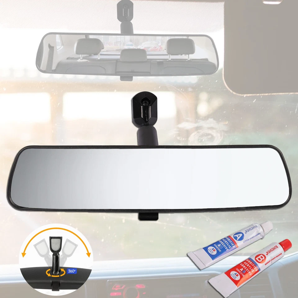Universal Cars Interior 8" Rearview Rear View Mirror Wide-angle Inside Truck US Foto 2 de 4