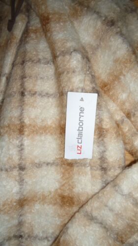 Liz Claiborne Sz Large Coat Beige Cream Plaid Knit Boucle Crossover Pockets NWT - Picture 23 of 23