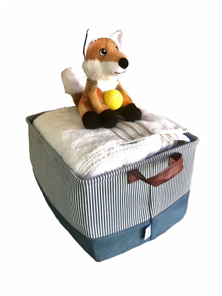 Decorative Basket Fabric Storage Bin Organizer With Handles, 16”x 8.5”x11.5” - Image 4 of 4