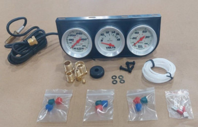 Equus 2'' Gauge Set Black 8000 Series Water Temp, Volt, Oil Pressure E8200 NEW