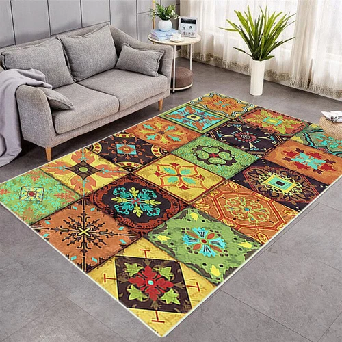 Retro Floral Patchwork Floor Rug Soft Door Mat Anti-slip Living Bedroom Carpet 2 - Picture 3 of 25