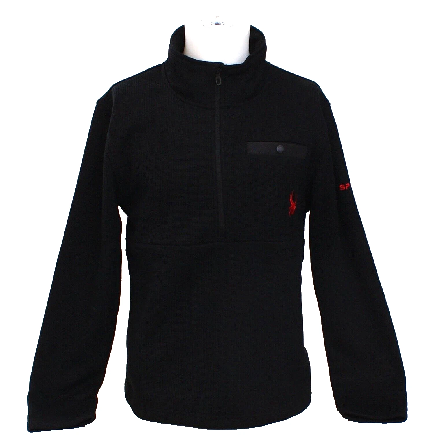 Spyder Men's S Black 1/2 Zip Waffle Knit Jacket Fleece Lined Pullover