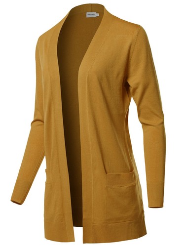 FashionOutfit Women's Long Sleeves Long-Line Soft Sweater Viscose Knit Cardigan - Picture 35 of 42
