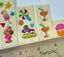 Vintage 1980s Puffy Scratch N Sniff cocktail ice cream sundae cupcake lollipop