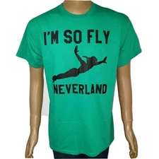 I'm so Fly I Neverland T-shirt Peter Pan Green Sz Medium Gildan Funny Humor Tee