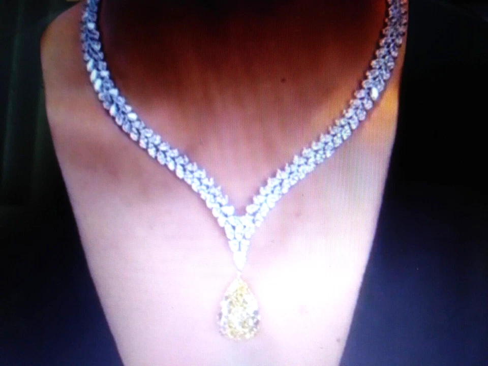 COLLAR DE ZAFIRO DE PLATA CANARIO ESCARCHA REVESTIDO DE PLATINO RARO 18-22 PULGADAS + BONIFICACIÓN