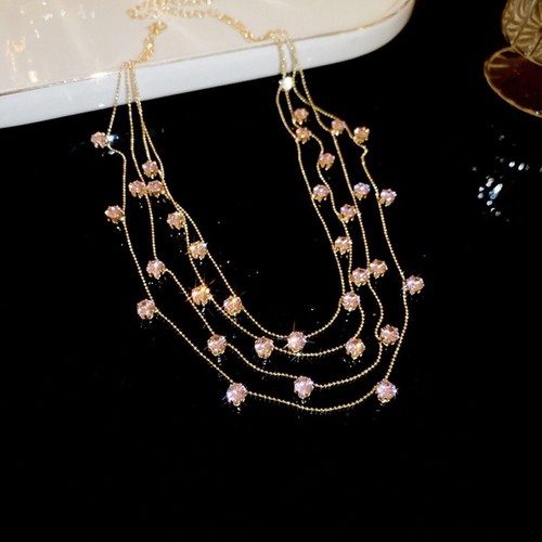 Metal Vintage Rhinestone Necklace Elegant Colored Crystal Necklace Women - Picture 7 of 16