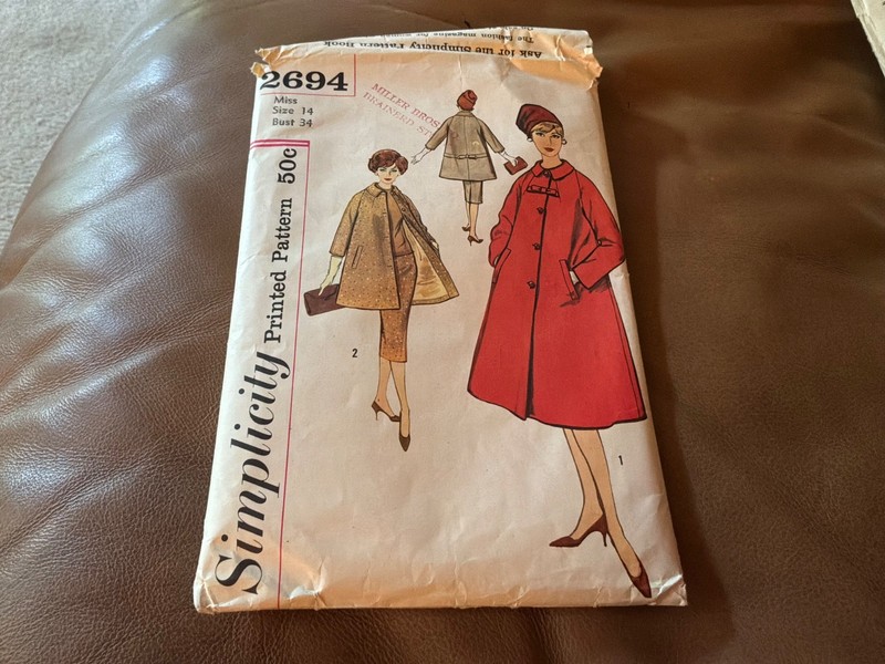 Vintage Simplicity  Pattern, 2694 Coat, skirt . Size 14/34 2 lengths LOVE IT