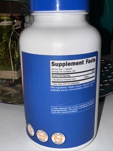 Nutricost Glutathion Kapseln 500 mg, 240 Kapseln Glutenfrei, gentechnikfrei exp2027 - Bild 2 von 4