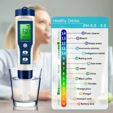 5 in 1 TDS Meter PH Tester, 0.01 High Accuracy Digital PH Meter for Water