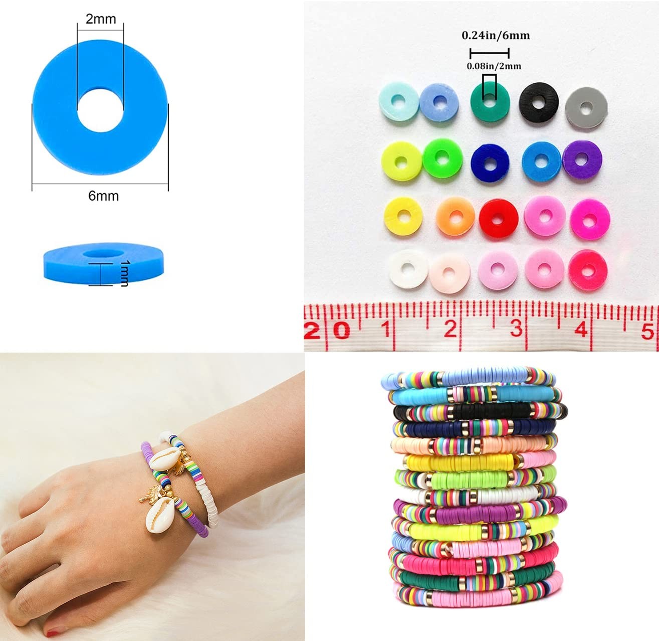 3000Pcs Clay Beads Flat Round Polymer Bead Vinyl Heishi Beads Flat Round Pol...