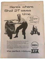 1960 Shell 2T Two-Stroke Scooter Oil Vintage Print Ad Petroliana Motor Cycle