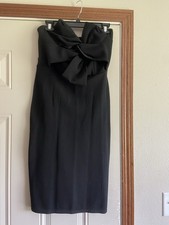 Boohoo Black Tight Slick Dress With Bow
