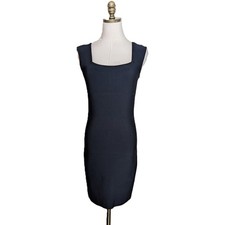 Alice + Olivia Sleeveless Bandage Dress Size M Solid Black Square Neck