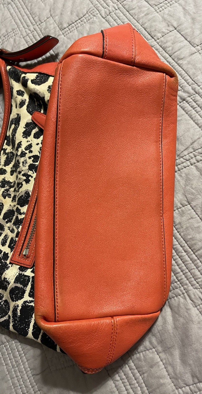 COACH OCELOT LEOPARD CARRIE PARK TOTE BAG F23278 RED BLACK