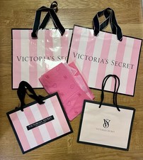  4 Victoria's Secret Logo Pink Striped Paper Gift Shopping Bag