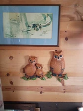 MCM 1970’s Homco Owl Family Wall Hanging Plaques Wall Decor Mid Century MODERN 