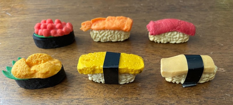 Sushi Erasers x 6