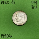 1950 D Roosevelt Dime 10c BU Brilliant Uncirculated 90% Silver US Coin