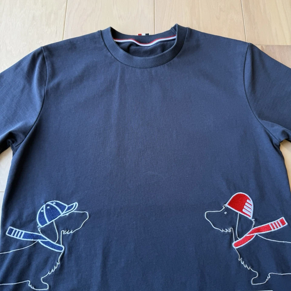 Thom Browne Dogs Shirt Women's 40 Blue Embroidered Art Minimalist Luxury - Image 3 of 4