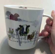 Martha Collins Bone China Mug PPD Christmas Farm Scene with Animals and Barn 