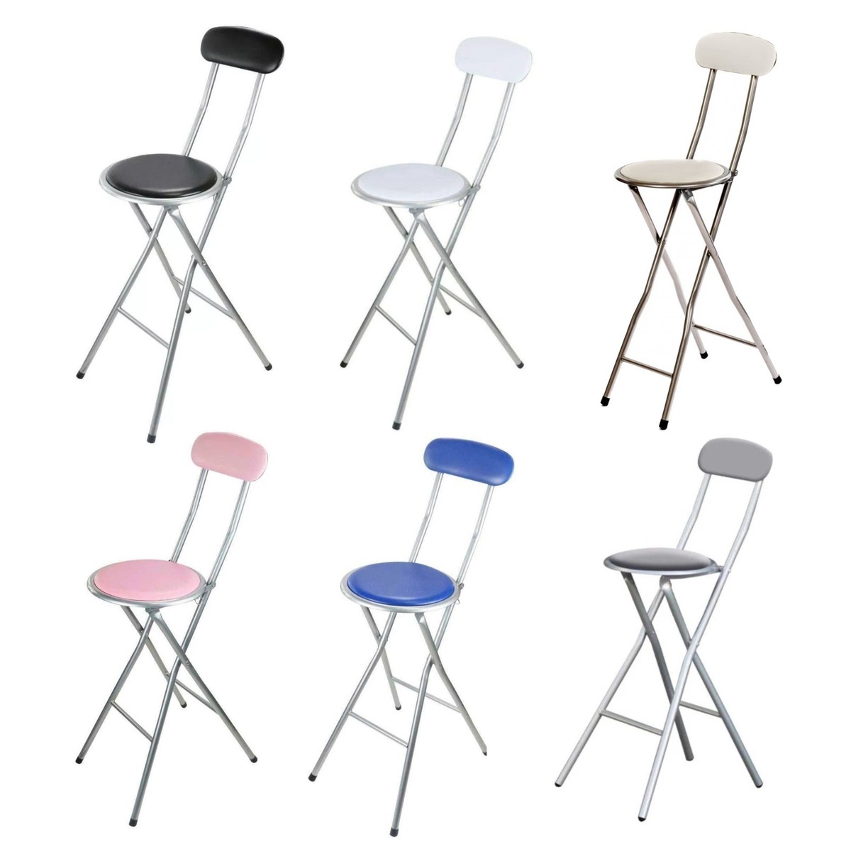 Small Folding High Stools FRANKLIN Bar Stool With Backrest