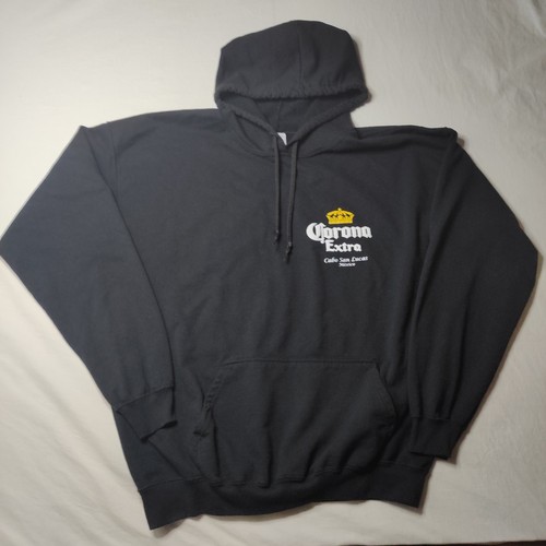 Corona Extra XL Hoodie Black Pullover Sweatshirt Beer Graphic Print