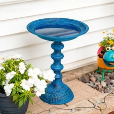 Backyard Beauty Metal Bird Bath - Blue Patina - 18 in by Sunnydaze