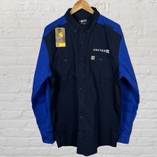 Carhartt Shirt Mens Large Tall Blue United Airlines Button Down Long Sleeve