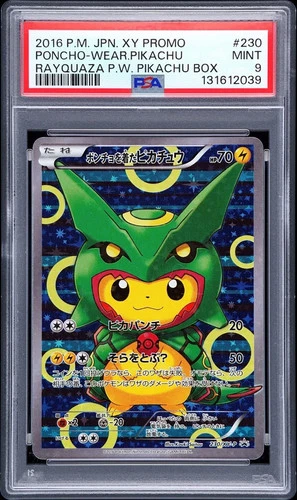 Pokemon Poncho-Wearing Pikachu Rayquaza Japanese Full Art Promo 230/XY-P PSA 9