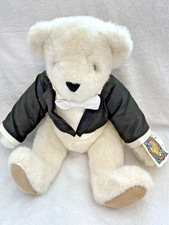 Vermont Teddy Bear Groom 16  Jointed Plush Tuxedo Bear Tags Made in USA Vintage
