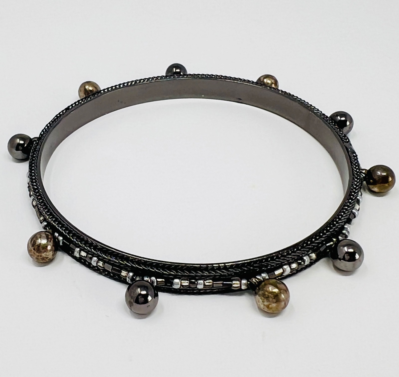 3 Pc Set Stackable Bangle Bracelets Silver & Blac… - image 6