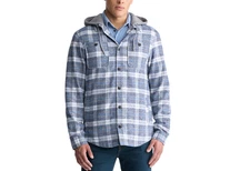 Buffalo David Bitton Men Jakeim Plaid Hoodie Shacket Plaid Coronet Blue Size XXL