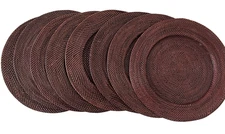 8 Williams Sonoma Chargers Hand Woven Nito Claret Plate 13” Round Deep Red