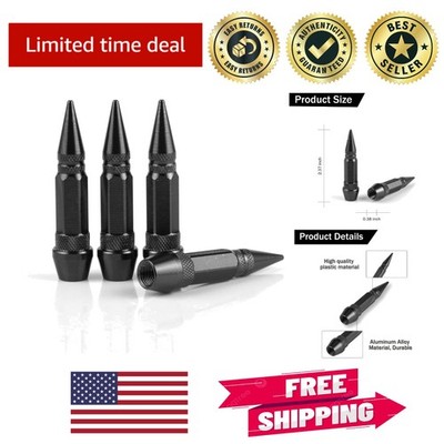 Stylish Black Spiked Valve Caps for Cars & Motorcycles - 60mm Aluminum Set of 4