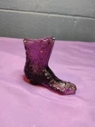 VTG Fenton Iridescent Carnival Amethyst Glass Boot/Shoe Daisey & Button Pattern