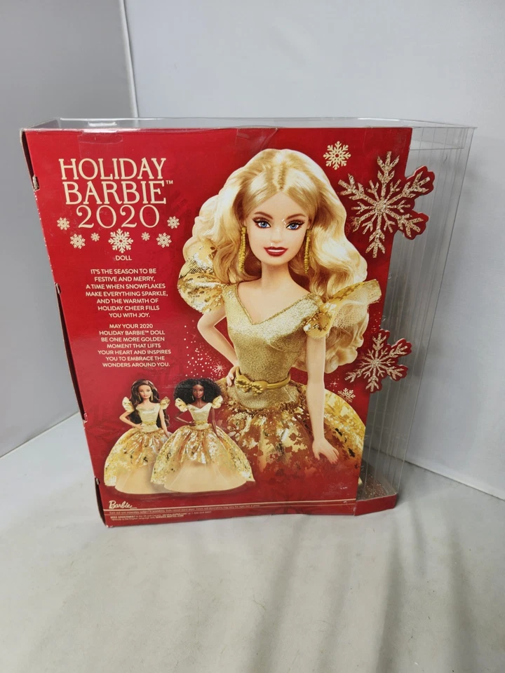 Barbie de vacaciones 2020 11,5" muñeca de moda vestido dorado 1:6 rubia de Navidad en caja original Foto 4 de 4