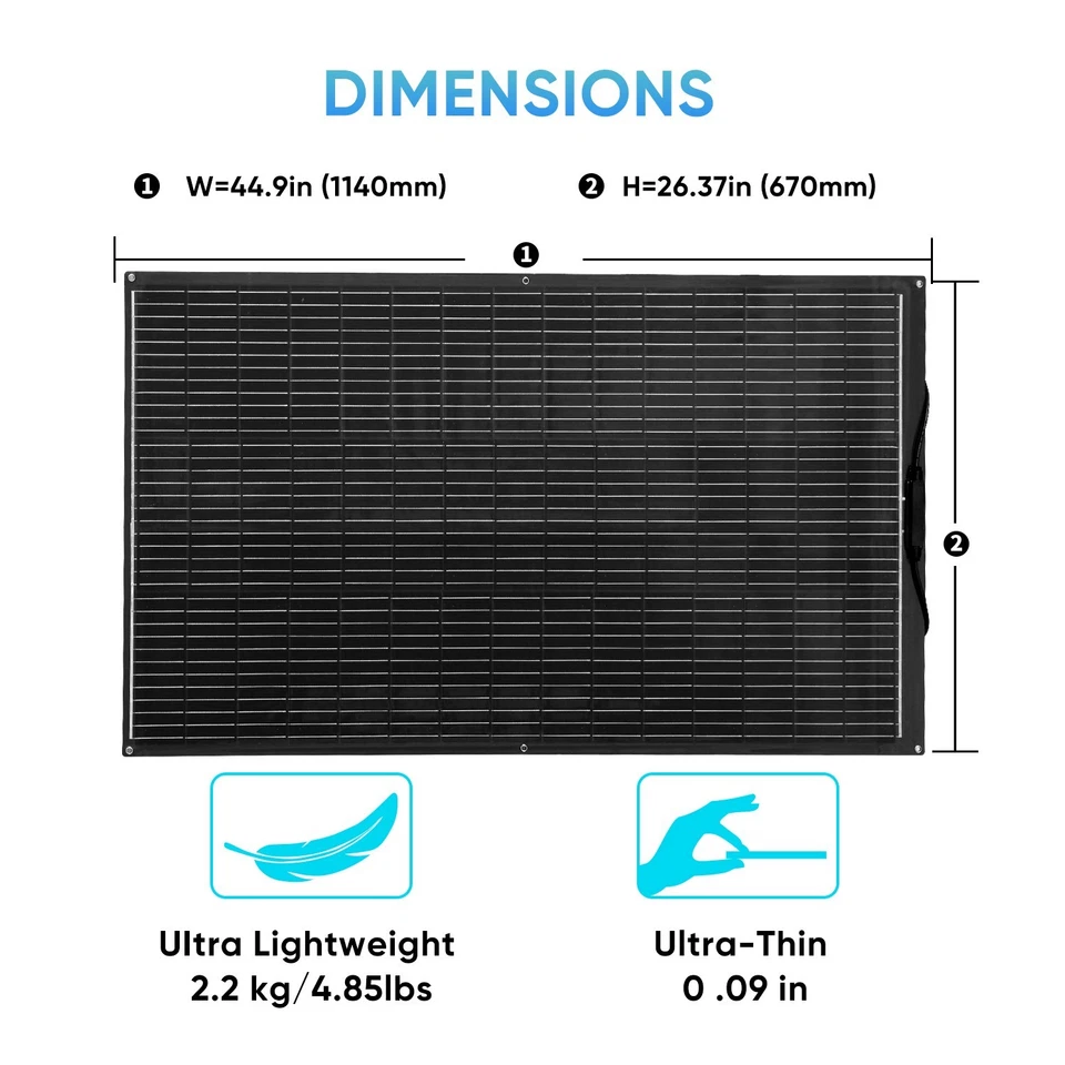 Solarpanel 300W Flexible Solarmodul Mono Balkonkraftwerk Wohnwagen Boot Off-Grid - Bild 2 von 4