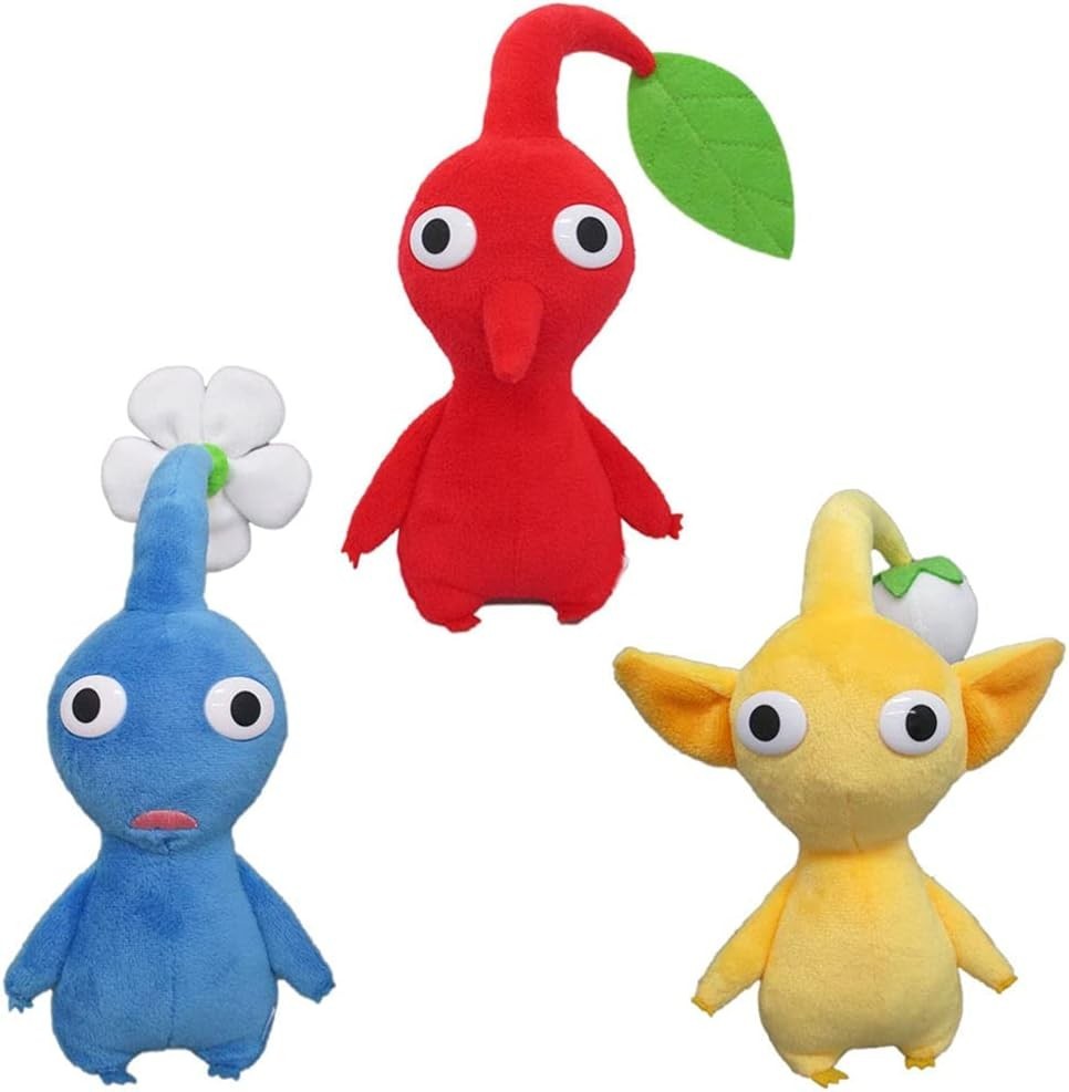 Sanei Boeki Pikmin Plush Toy Set of 3 (Red Pikmin, Blue Pikmin